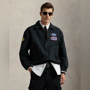 Polo Ralph Lauren Ralph’s Garage Jacket Logo Patches Cotton Twill Full Zip Sz XL